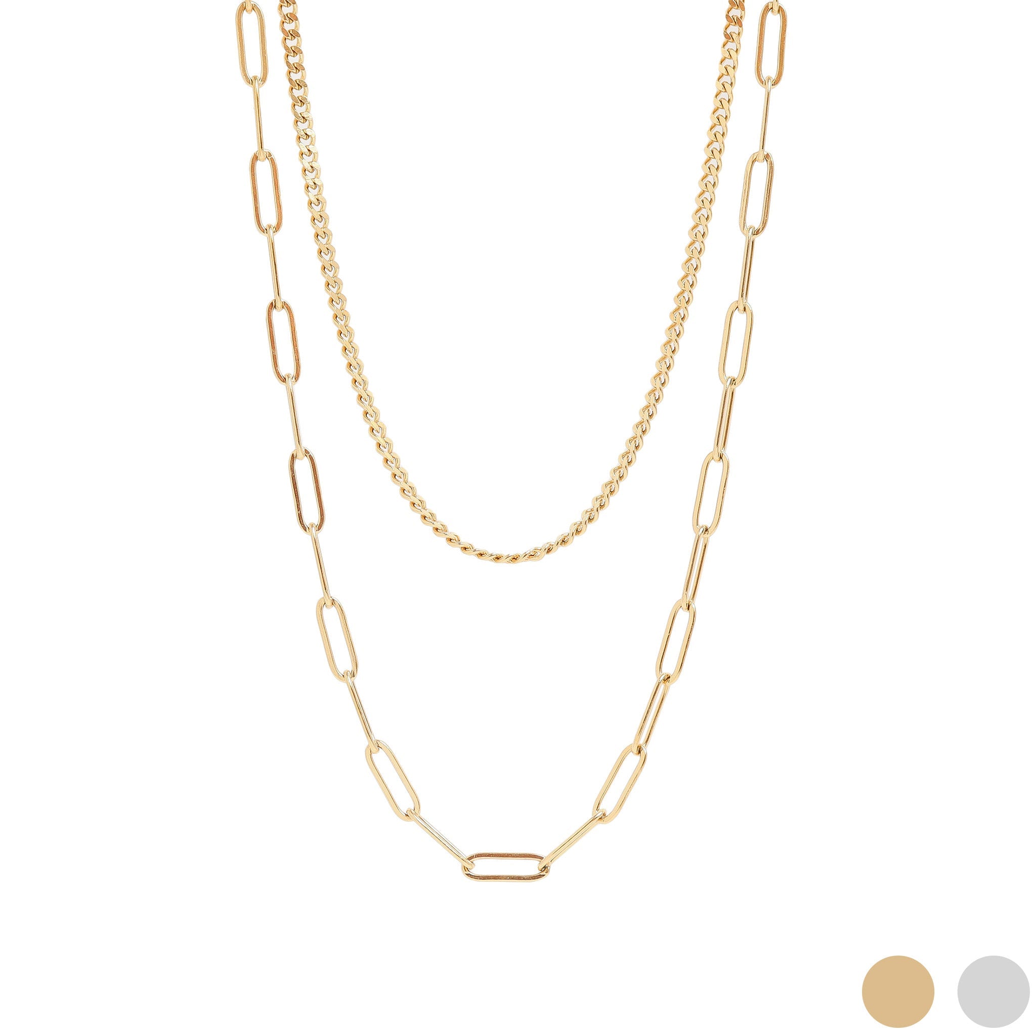 The Evidence Chain — Layered Curb & Paperclip Necklace