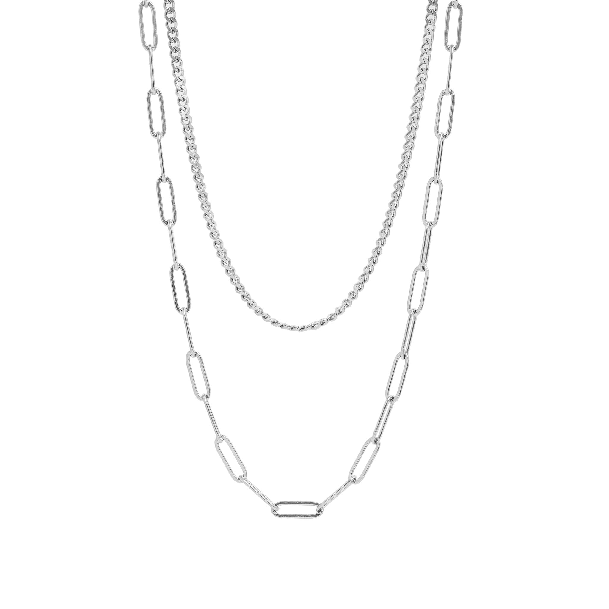 The Evidence Chain — Layered Curb & Paperclip Necklace