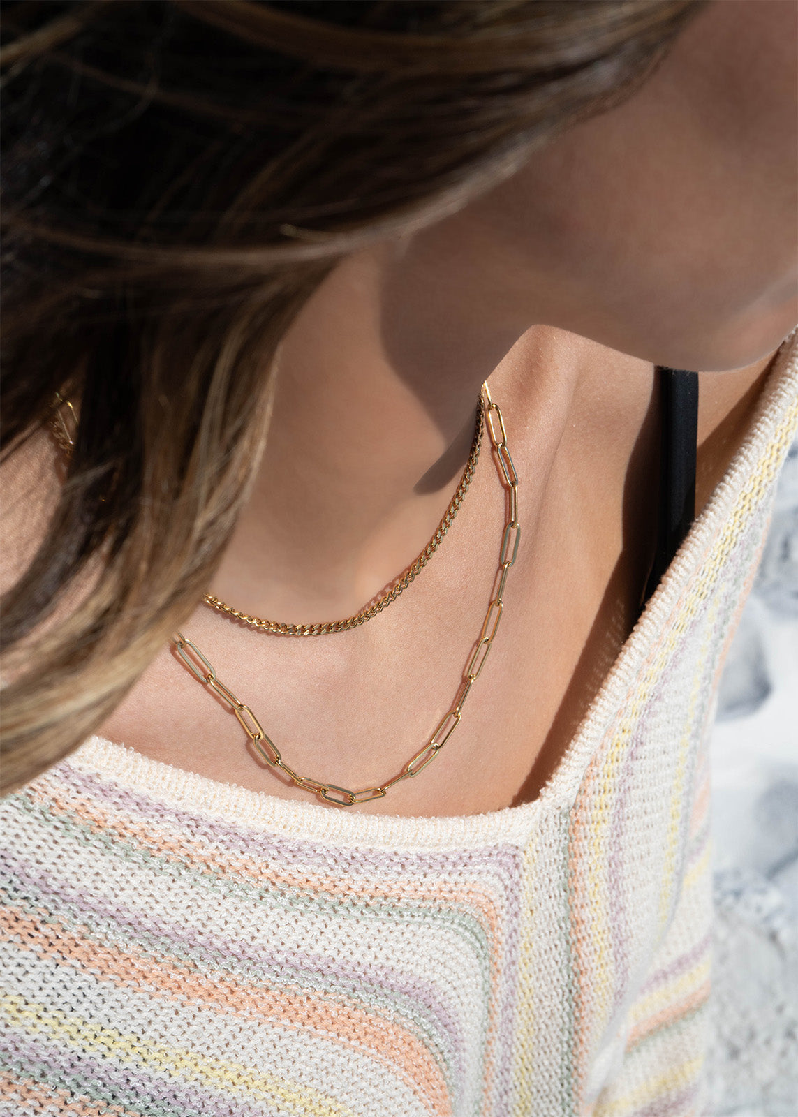 The Evidence Chain — Layered Curb & Paperclip Necklace