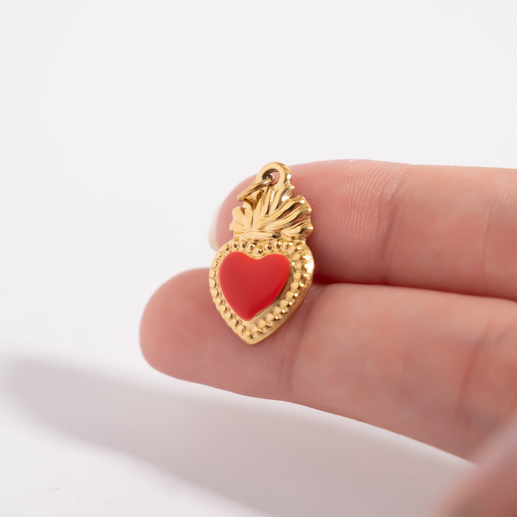 The Crimson Spell — Red Enamel Heart Charm