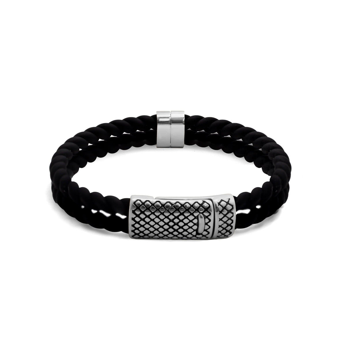 The Plot Thickens Bracelet — Men's 18K Gold PVD Rubber & Steel