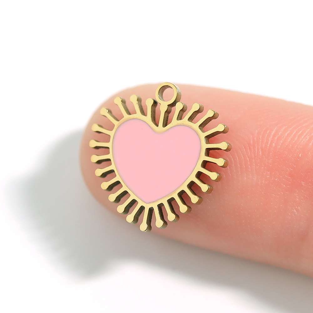 Pink Sun Ray Heart Charm
